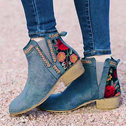

Women's Boots Print Shoes Flat Heel Pointed Toe Suede Booties / Ankle Boots Fall & Winter Black / Brown / Gray