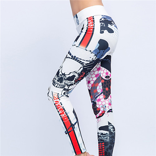 

Women's High Waist Yoga Pants Winter 3D Print Black with White Running Fitness Gym Workout Leggings Sport Activewear Quick Dry Butt Lift Tummy Control High Elasticity Skinny