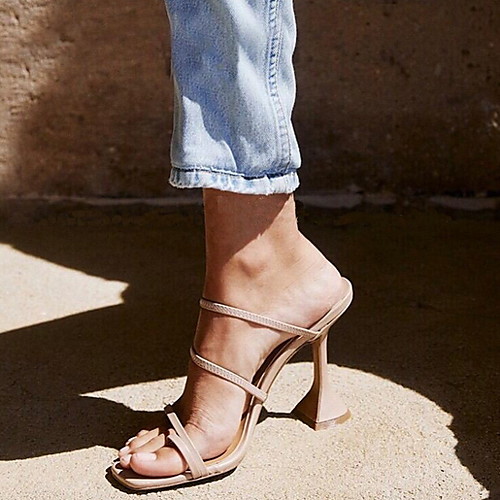 

Women's Sandals Stiletto Heel Square Toe PU Summer Almond / Black