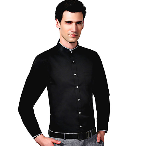 

Men's Daily Work Basic / Chinoiserie Shirt - Solid Colored / Tribal Black & White Black