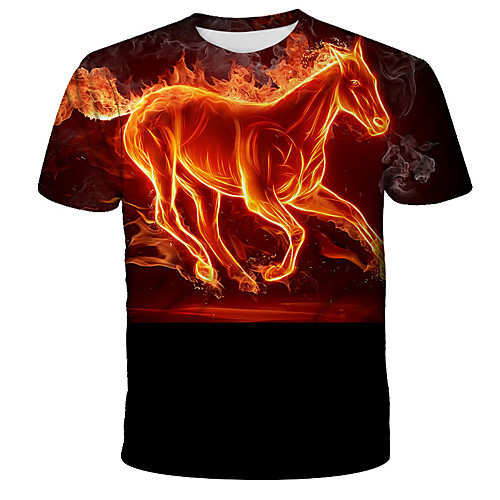 

Men's Daily Holiday Street chic / Exaggerated T-shirt - 3D / Tie Dye / Animal Wolf, Print Black