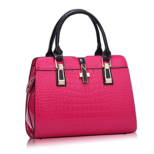 

Women's Zipper PU Top Handle Bag Solid Color Black / Wine / White