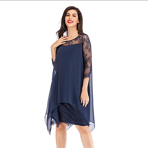 

Women's Wine Black Dress Shift Solid Color S M Loose