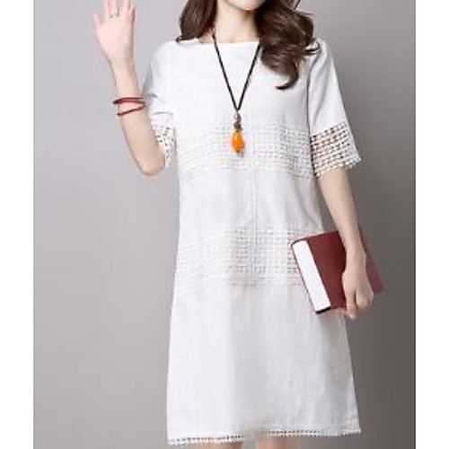 

Women's White Black Dress Shift Solid Color S M