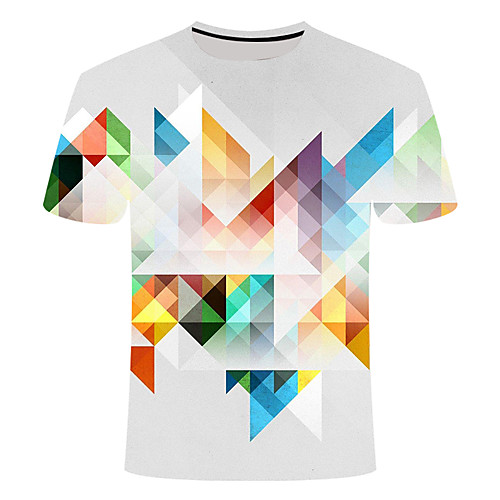 

Men's Daily Going out Basic T-shirt - 3D / Abstract / Visual Deception Print Light gray