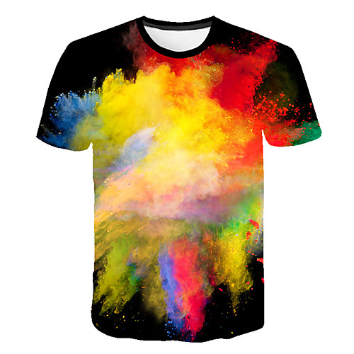 

Men's Daily Sports Street chic / Exaggerated T-shirt - Color Block / 3D / Abstract Print Black