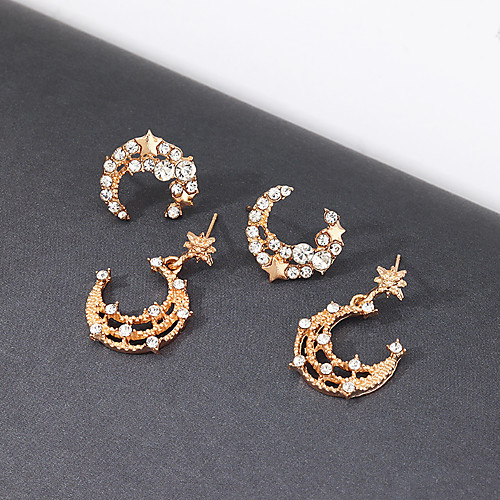 

Women's Stud Earrings Earrings Classic Moon Star Classic Trendy Fashion Cute Elegant Imitation Diamond Earrings Jewelry Gold For Date Vacation Birthday Beach Festival 2 Pairs