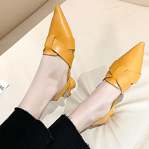 

Women's Sandals Low Heel Pointed Toe PU Spring & Summer Yellow / Black / Beige