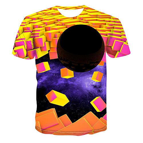 

Men's Club Weekend Street chic / Punk & Gothic T-shirt - 3D / Graphic / Visual Deception Print Yellow