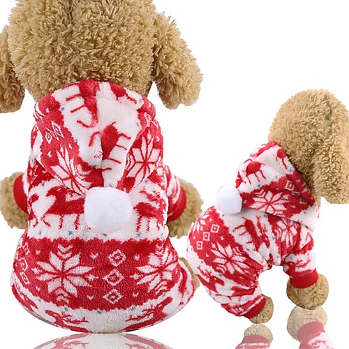 

Dog Cat Jumpsuit Winter Dog Clothes Red Costume Husky Corgi Beagle Polyester Snowflake Casual / Daily Simple Style XS S M L XL XXL