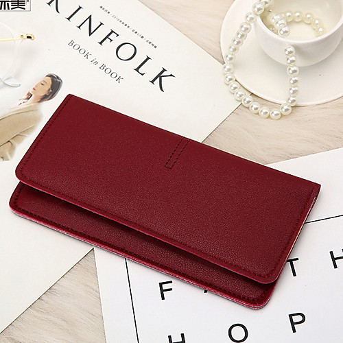 

Women's Zipper PU Wallet Solid Color Wine / Green / Blue