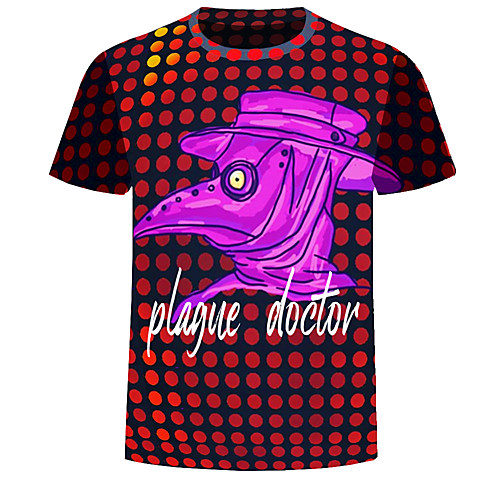 

Men's Daily Weekend Basic T-shirt - Color Block / 3D / Letter RedPlague Doctor Plague Doctor