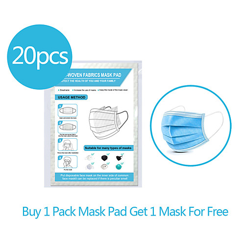 

Face Gasket 20pc Disposable Activated Carbon Filter Replacement Filter Mats Skin-friendly Breathable PM 2.5 Filter for Men Women with Filter Slot
