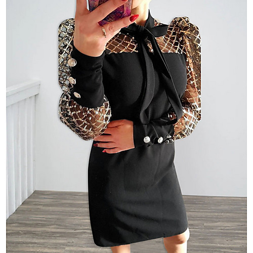 

Women's Red Black Dress Sheath Solid Color S M