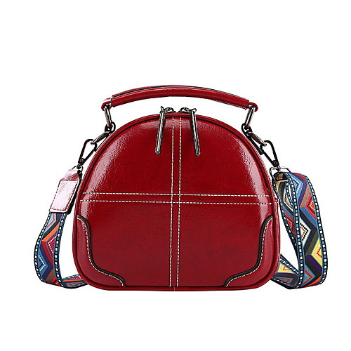 

Women's Zipper PU Top Handle Bag Solid Color Red / Brown / Black