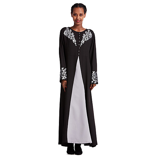 

Women's Maxi Gold Silver Dress Abaya Color Block S M Loose