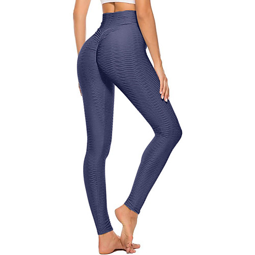 

Women's High Waist Yoga Pants Ruched Butt Lifting Black Fuchsia Light Pink Elastane Running Fitness Gym Workout Tights Leggings Sport Activewear Quick Dry Butt Lift Tummy Control High Elasticity Slim