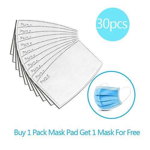 

30pcs Carbon Filter Disposable Mask Gasket Isolation Filter Pad Anti-fog Haze Dust-proof Breathable Mask Replacement Pad Linen Cotton blend Pad