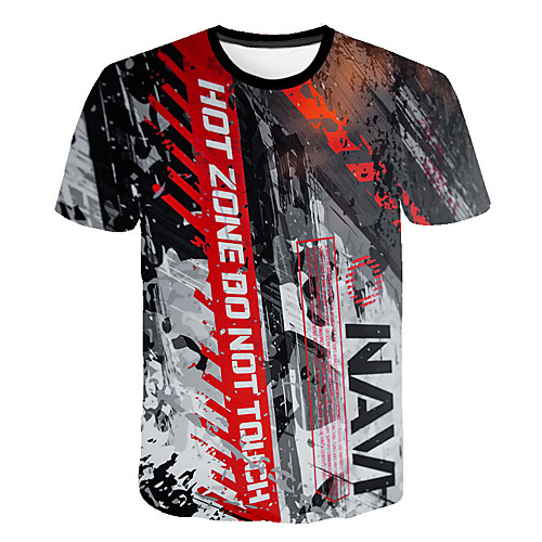

Men's Daily Sports Basic / Exaggerated T-shirt - Color Block / 3D / Letter Print Rainbow