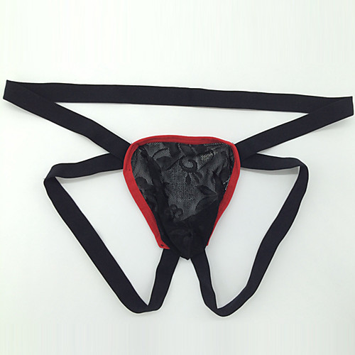 

Men's Lace G-string Underwear - Normal Low Waist Black Purple Red M L XL