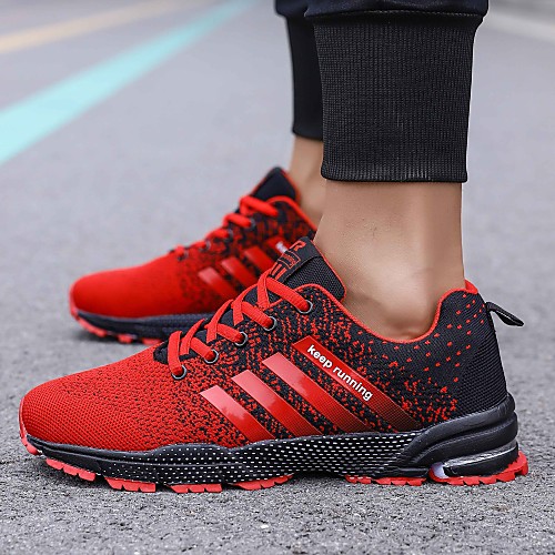 

Men's Comfort Shoes Spring / Summer Sporty / Casual Athletic Daily Outdoor Trainers / Athletic Shoes Running Shoes Mesh Breathable Non-slipping Wear Proof Light Red / Green / Blue Striped 3D