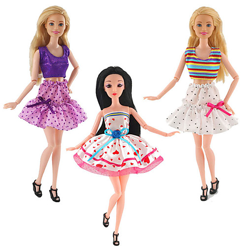 

Doll accessories Doll Clothes Doll Dress Simple Creative Kawaii Skirt Fabrics 3 pcs Children's All Toy Gift