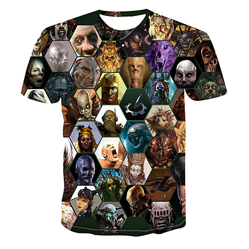 

Men's Club Weekend Street chic / Punk & Gothic T-shirt - Color Block / 3D / Cartoon Print Rainbow