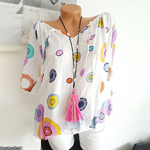 

Women's Daily Blouse - Geometric White