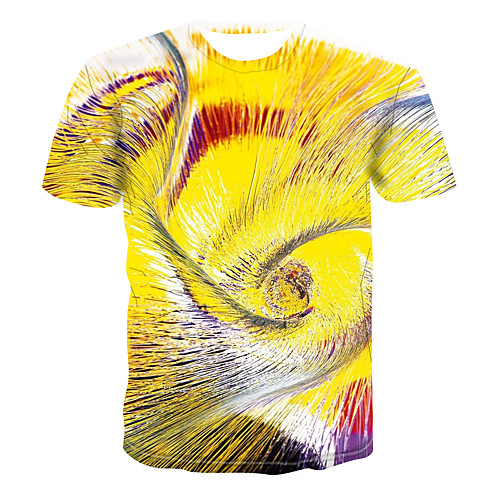 

Men's Club Weekend Street chic / Punk & Gothic T-shirt - 3D / Abstract / Visual Deception Print Yellow
