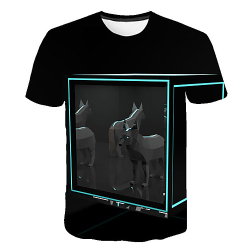 

Men's Daily Sports Street chic / Exaggerated T-shirt - Color Block / 3D / Animal Dog, Print Black
