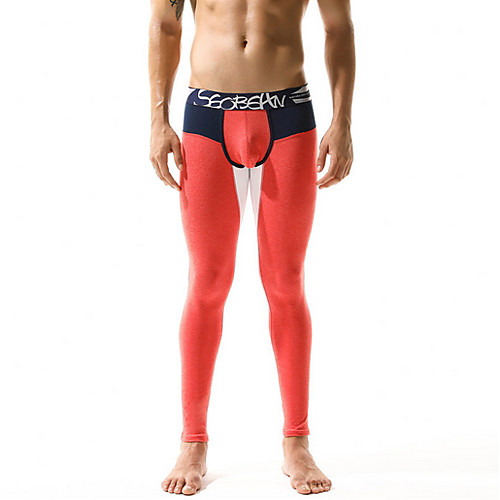 

Compression Gym Men's Normal Cotton Sexy Long Johns Color Block Mid Waist