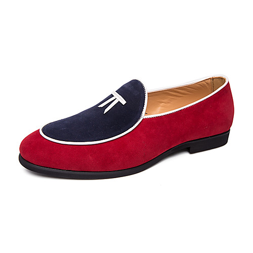 

Men's Faux Leather Fall / Spring & Summer Casual / Preppy Loafers & Slip-Ons Breathable Color Block Red / Blue