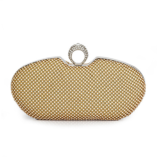 

Women's Crystals / Chain Polyester / Alloy Evening Bag Solid Color Gold / Silver / Black