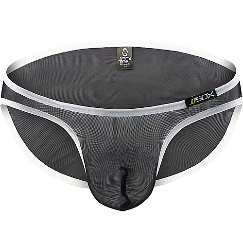 

Men's Mesh Briefs Underwear - Normal Low Waist Black White Purple M L XL