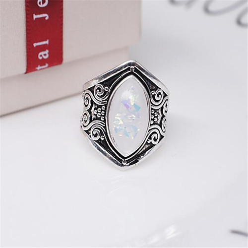 

Women's Ring Moonstone 1pc White Purple Blushing Pink Copper Stone Silver-Plated Square Fashion Birthday Party Evening Jewelry Geometrical Precious