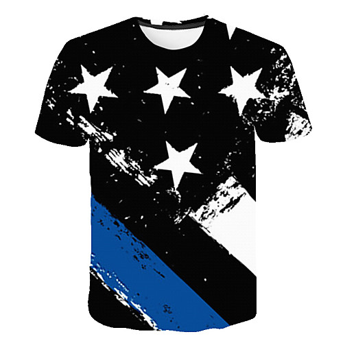 

Men's Daily Going out Basic T-shirt - Color Block / 3D / Graphic Print Black