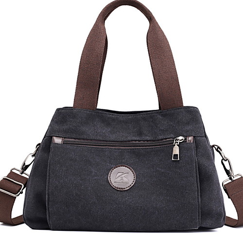 

Women's Zipper Canvas Top Handle Bag Solid Color Blue / Black / Gray