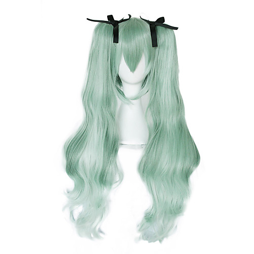 

Cosplay Hatsune Miku Cosplay Wigs Women's With 2 Ponytails 28 inch Heat Resistant Fiber Curly Green Green Anime