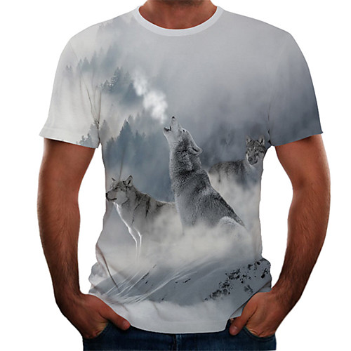 

Men's Daily Basic T-shirt - Color Block / 3D Print Navy Blue