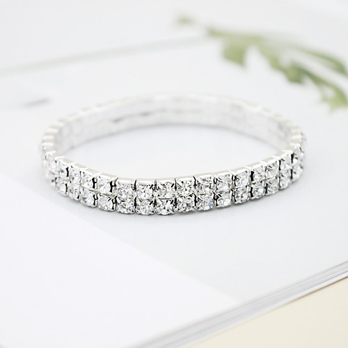 

Bracelet Bangles Classic Birthday Simple Luxury Classic Fashion Rhinestone Bracelet Jewelry Silver For Gift Formal Birthday Festival