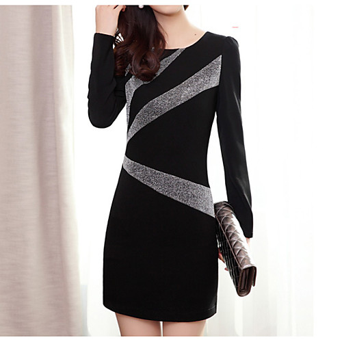 

Women's Black Dress Sheath Color Block S M Slim
