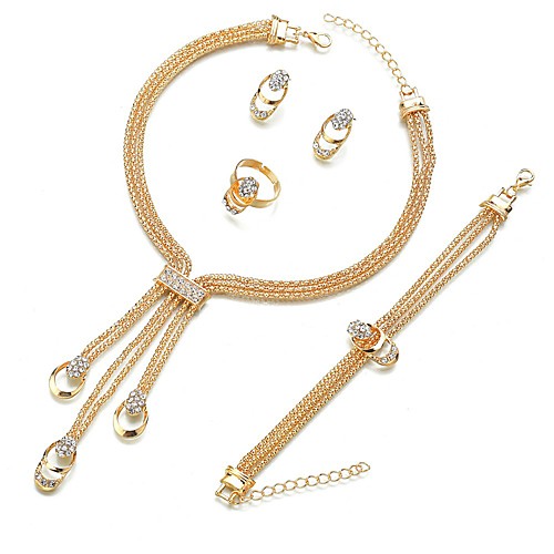 

Women's Clear Crystal Jewelry Set Geometrical Fashion Earrings Jewelry Gold For Gift Festival 1 set