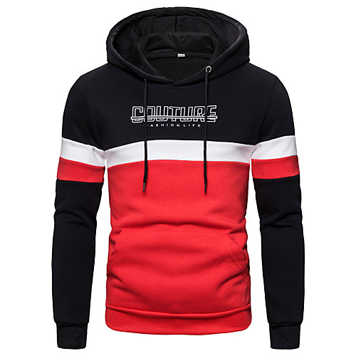 

Men's Casual / Active Hoodie - Leopard / Color Block Red US34 / UK34 / EU42