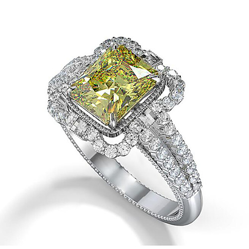 

Women's Ring Belle Ring AAA Cubic Zirconia 1pc Yellow Copper Silver-Plated Irregular Statement Luxury Party Evening Gift Jewelry Hollow Out Wearable