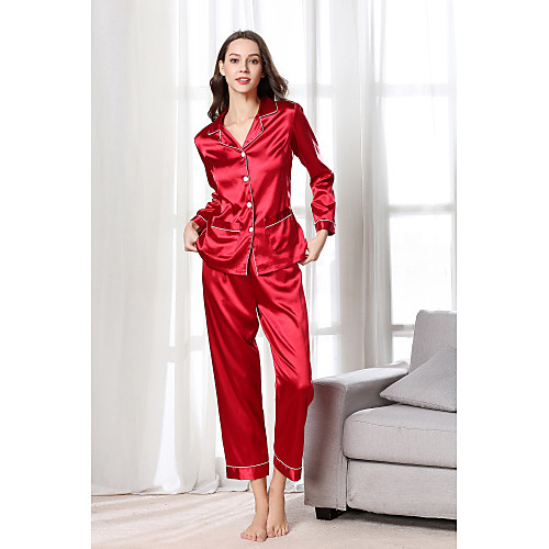 

Women's Cut Out / Mesh Chemises & Gowns / Robes / Satin & Silk Nightwear Jacquard / Solid Colored Fuchsia Red Green S M L