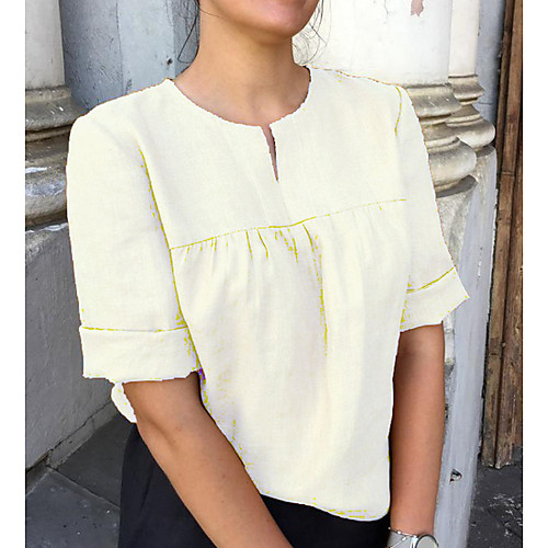 

Women's Daily Blouse - Solid Colored Yellow