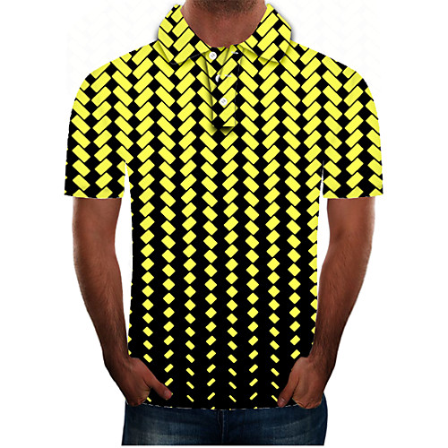

Men's Daily Going out Street chic / Exaggerated Polo - Color Block / 3D / Graphic Green