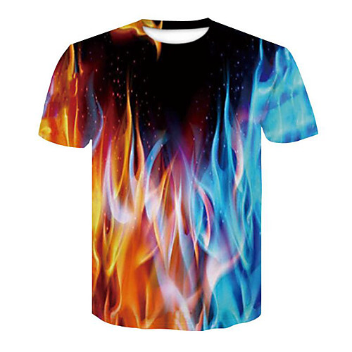 

Women's Daily Sports Basic T-shirt - 3D / Flame Print Rainbow