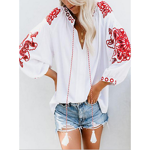 

Women's Daily Blouse - Geometric White