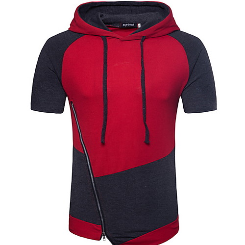 

Men's Casual Hoodie - Color Block Hooded Red US32 / UK32 / EU40